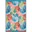 Waverly Sun and Shade SND-87 rug in blue, red, and green; vibrant design, ideal for outdoor spaces, enhances modern decor.