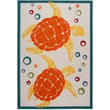 Nourison Aloha ALH-27 Teal rug, vibrant teal and multi-colored floral design, indoor/outdoor use, adds a fresh pop to spaces.