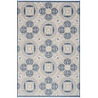 Nourison Aloha ALH-30 Blue, Grey indoor-outdoor rug with vibrant floral patterns against a blue and grey backdrop, ideal for modern spaces.