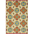 Vibrant Nourison Aloha ALH-30 Red, Blue, Green outdoor rug with intricate floral pattern set on patio. Ideal for adding color.