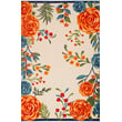 Nourison Aloha ALH-32 rug featuring vibrant orange, blue, and red tones in a contemporary setting, enhancing room decor.