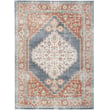 Nourison Astra Washables ASW-11 Denim rug featuring a modern geometric pattern in blue and white, perfect for living rooms or bedrooms.