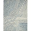 DKNY Pure Angles ANG-01 Ivory and Blue rug, hand-tufted, featuring geometric patterns in a modern living room setting.