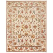 Safavieh Bergama BRG-161 Ivory B hand-tufted rug featuring intricate patterns in ivory and shades of blue and red on a soft backdrop.