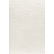 Frank Lloyd Wright Foundation x Surya Transcendence FLWL-2300 ivory rug, hand-knotted, with geometric patterns on a hardwood floor.