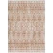Frank Lloyd Wright Foundation x Livabliss Usonia rug in white and brown, showcasing geometric patterns in a modern living room setting.