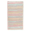 Capel Vivid area rug in white, red, and orange colors with a braided construction, featuring a vibrant pattern, ideal for modern decor.