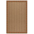 Capel Zelda Herringbone area rug in tan, brown, and red; Olefin material; Dimone Sequoia design with a classic herringbone pattern.