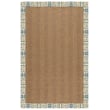 Capel Zelda Herringbone rug in tan, white, teal; Olefin material, ideal for contemporary decor, showcasing intricate design and vibrant hues.