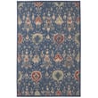 Capel Sanibel Ikat rug in navy, red, and green features an intricate pattern. Made of durable olefin, ideal for modern living spaces.