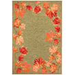 Liora Manne Ravella Falling Leaves Border Moss rug; hand-tufted; features a nature-inspired leaf pattern in earthy green tones.