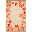 Liora Manne Ravella Falling Leaves Border Natural 2303-12 rug, showcasing a hand-tufted design with earth tones and a nature-inspired pattern.
