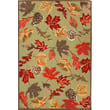 Liora Manne Ravella Falling Leaves Moss rug, hand-tufted, features green and earthy tones, ideal for adding nature-inspired charm to any room.