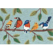 Liora Manne Front Porch Birds On A Branch rug in blue, features colorful birds and a branch design. Hand-tufted for durability.