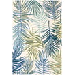 Liora Manne Tivoli La Palma Cream rug with a tropical leaf pattern in soothing cream tones, hand-tufted for a luxurious touch.