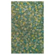 Liora Manne Visions III Giant Swirls Marina rug in blue and beige tones, flat-woven design, displayed on hardwood floor.
