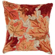 Liora Manne Front Porch Pillow Falling Leaves Natural, featuring autumn leaf patterns in warm tones, enhancing cozy outdoor decor.