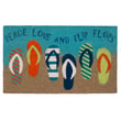 Liora Manne Natura Flip Flops Ombre Blue rug displaying a serene gradient of blue hues, ideal for indoor and outdoor use in casual settings.
