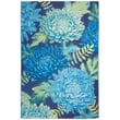 Liora Manne Marina Mum Blue 8183-03 rug with intricate floral patterns, showcasing shades of blue and beige in a soft, modern setting.