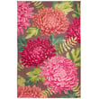 Liora Manne Marina Mum Fuchsia rug with vibrant pink and floral patterns adds elegance to any living room or bedroom setting.