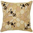 Liora Manne Marina Pillow Bee Free Honey showcases vibrant honeycomb pattern in yellow and black hues, perfect for outdoor decor.