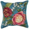 Liora Manne Marina Pillow Secret Garden Aqua in soothing turquoise and blue hues, ideal for outdoor decor with its durable construction.