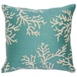 Liora Manne Marina Pillow Coral Edge Aqua 9575-04 features intricate coral patterns in aqua tones on a coastal-themed, soft texture.
