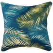 Liora Manne Marina Pillow Palm Border Navy in a stylish setting, showcasing its vibrant blue design and elegant tropical palm border.