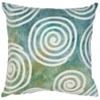 Liora Manne Visions IV Pillow Curl Aqua showcases a swirling aqua and beige design, perfect for adding a touch of elegance to any setting.