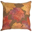 Liora Manne Visions IV Pillow Leaf Toss Flame Caramel features vibrant leaf patterns in warm red and caramel tones, perfect for cozy decor.