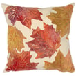 Liora Manne Visions IV Pillow in Leaf Toss Flame Cream, vibrant red and cream foliage, perfect for adding a touch of elegance to any room.