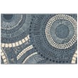 Liora Manne Esencia Circles Delft rug in blue and white with circular patterns, placed on a hardwood floor adding elegance to the room.