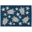 Liora Manne Esencia Turtle And Stars Navy rug featuring a nautical design with turtles and stars in blue tones, perfect for coastal decor.