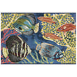 Liora Manne Esencia Fish Navy rug showcases a fish motif in deep navy tones, ideal for enhancing coastal-themed interiors.