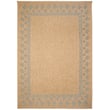Liora Manne Sahara Block Print Border Aruba rug in vibrant blue and beige tones; ideal for enhancing living room or dining area decor.