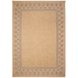 Liora Manne Sahara Block Print Border Navy rug featuring a navy blue border with natural tones in a stylish geometric pattern.