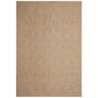 Liora Manne Soleil Wrought Iron Natural outdoor rug with an intricate wrought iron pattern in neutral tones, enhancing any patio setting.