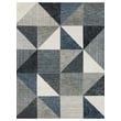 Drew and Jonathan Home Bowen Oblique Blue (R1147-202) rug featuring a geometric pattern in shades of blue and beige on a hardwood floor.