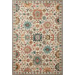 Loloi Rugs Padma PMA-05 Ivory, Pink rug showcasing hand-hooked construction with floral patterns in a cozy, warm setting.
