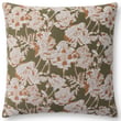 Chris Loves Julia x Loloi Matilda Pillow in Olive and Orange hues, showcasing its elegant design in a cozy, serene home setting.