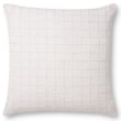 Magnolia Home by Joanna Gaines x Loloi Mary Pillow in Ivory, showcasing elegant cotton design with subtle textures in a cozy setting.