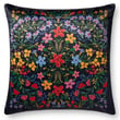 Elegant Rifle Paper Co. x Loloi Floral Medallion Pillow in navy, featuring a vibrant multicolor floral design, enhancing home decor.