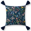 Rifle Paper Co. x Loloi Mayfair Pillow PRP-0044 Navy with floral design in vibrant colors, made of cotton, perfect for cozy settings.