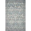 Rifle Paper Co. x Loloi Courtyard COU-02 Chateau Blue rug with elegant floral patterns, showcasing CloudPile texture .