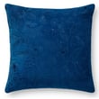 Rifle Paper Co. x Loloi Colette Pillow PRP-0056 Navy with elegant floral design, adds vibrant blue and gold tones to any sofa or bed.
