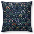 Rifle Paper Co. x Loloi Estee Pillow PRP-0055 Navy featuring a floral pattern in vivid colors on a plush, textured surface, enhancing any decor.