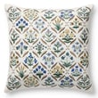 Rifle Paper Co. x Loloi Estee Pillow PRP-0055 White features a floral design with vibrant colors on a plush textile, perfect for cozy settings.