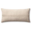 Chris Loves Julia x Loloi Harvey Pillow PCJ-0018 in ivory displayed in a cozy living room setting with neutral tones and modern decor.