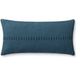 Chris Loves Julia x Loloi Harvey Pillow PCJ-0018 in blue, featuring a cotton cover with a woven design, displayed on a neutral background.