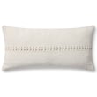 Chris Loves Julia x Loloi Harvey Pillow PCJ-0018 White, cotton fabric, textured design, in a neutral home setting with soft lighting.